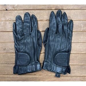 Vintage Harley Davidson Riding Gloves Womens Large Black Leather Full Finger